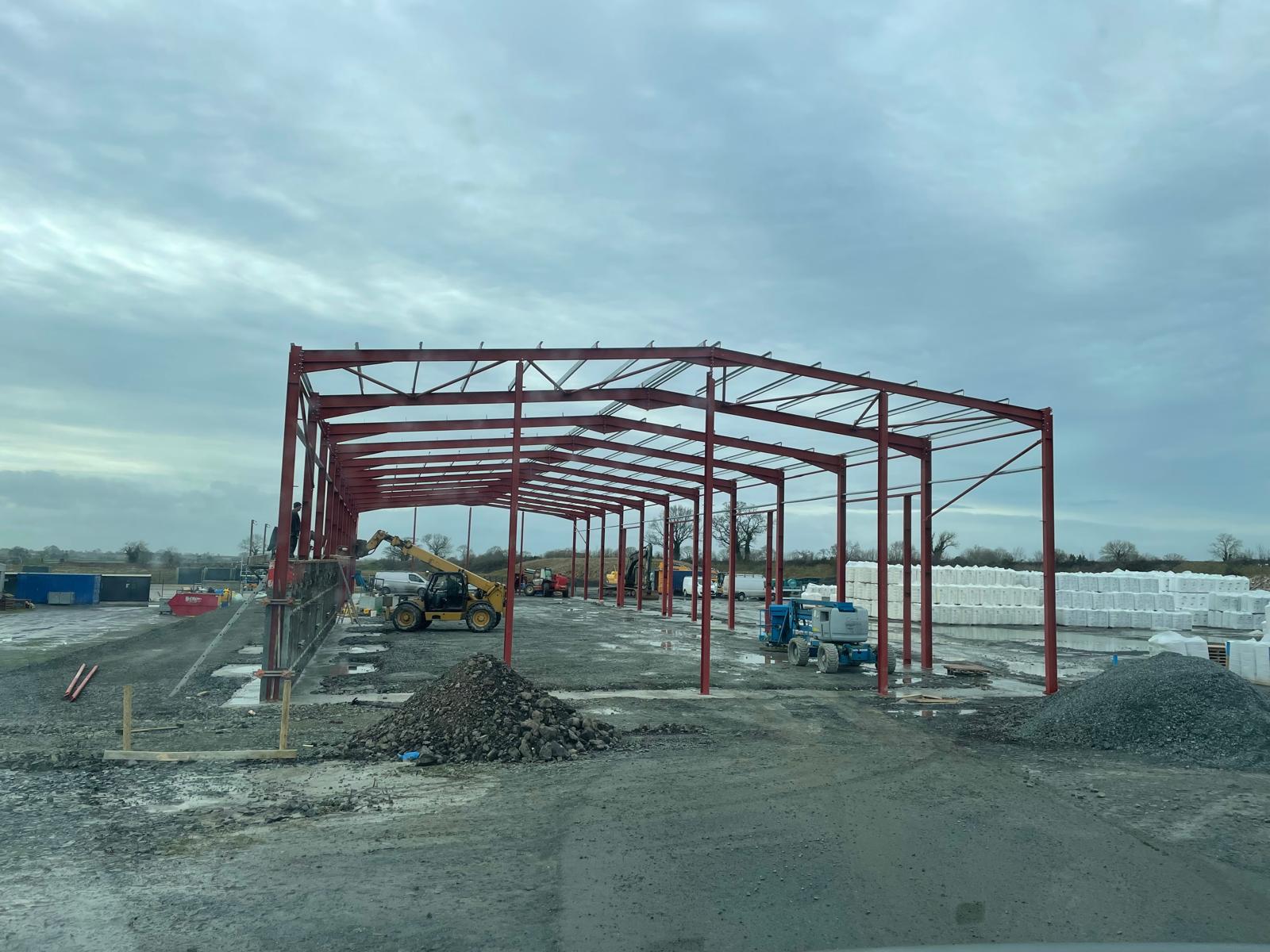 Steel frame going up at Glenavy Road Business Park.